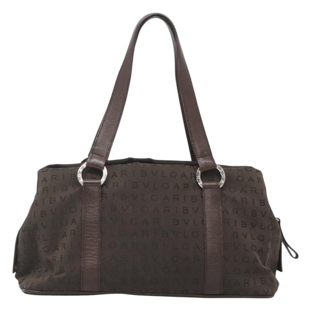 Bvlgari Canvas Logo Mania Shoulder Bag Brown